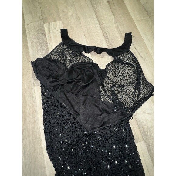 Mori Lee Glam Vintage Mini Halter Sequin Dress Beaded Silver Size 6 - Picture 7 of 9